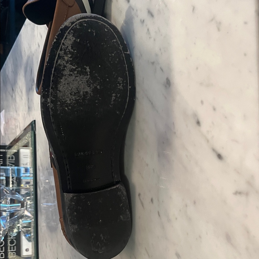 Burberry Tan Leather Loafers with Silver Accents - Picture 5 of 5